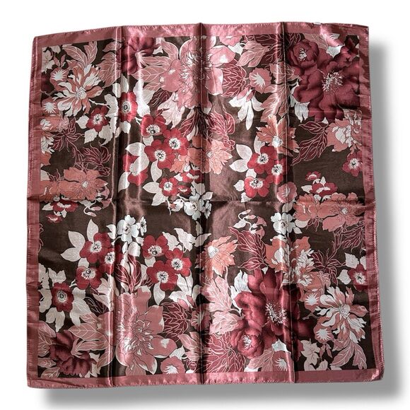 Unbranded Accessories - Red Wine Floral Square Scarf 35” X 35” White Headscarf Scarve Fashion